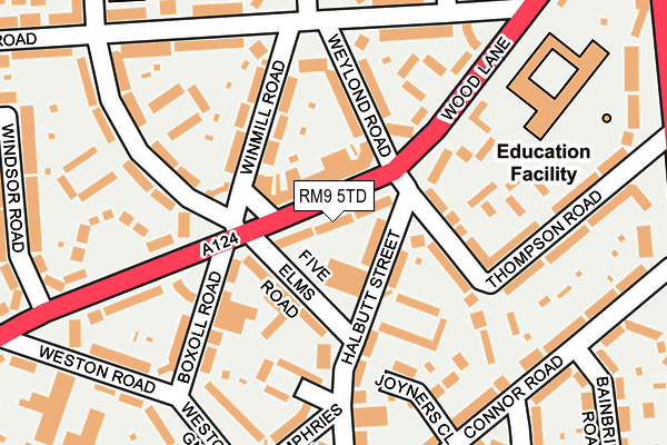 RM9 5TD map - OS OpenMap – Local (Ordnance Survey)