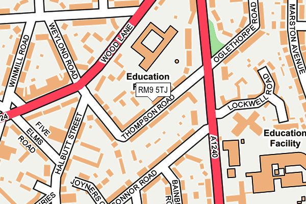 RM9 5TJ map - OS OpenMap – Local (Ordnance Survey)