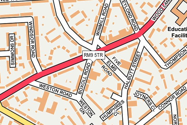 RM9 5TR map - OS OpenMap – Local (Ordnance Survey)