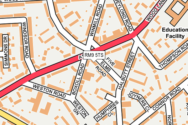 RM9 5TS map - OS OpenMap – Local (Ordnance Survey)