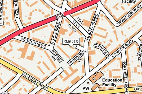 RM9 5TX map - OS OpenMap – Local (Ordnance Survey)