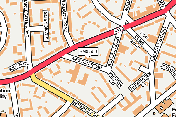 RM9 5UJ map - OS OpenMap – Local (Ordnance Survey)