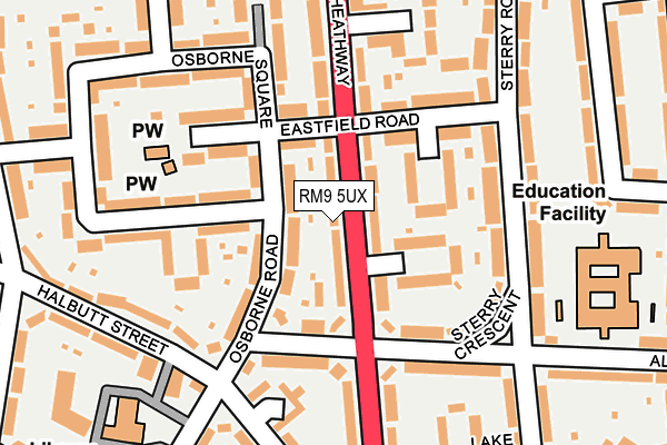 RM9 5UX map - OS OpenMap – Local (Ordnance Survey)