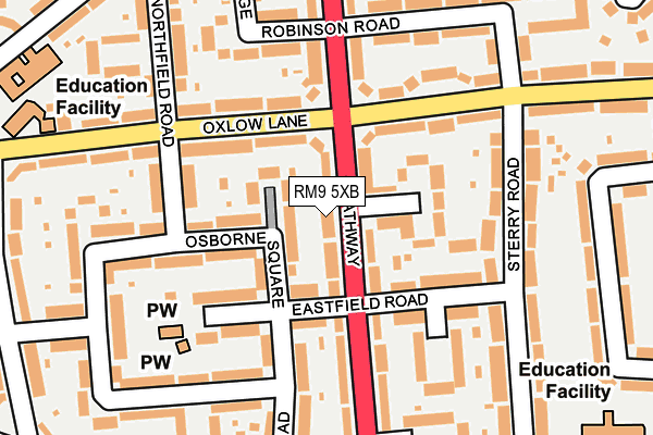 RM9 5XB map - OS OpenMap – Local (Ordnance Survey)