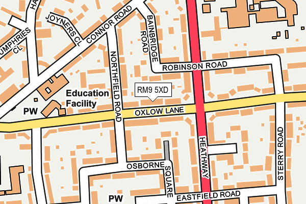 RM9 5XD map - OS OpenMap – Local (Ordnance Survey)
