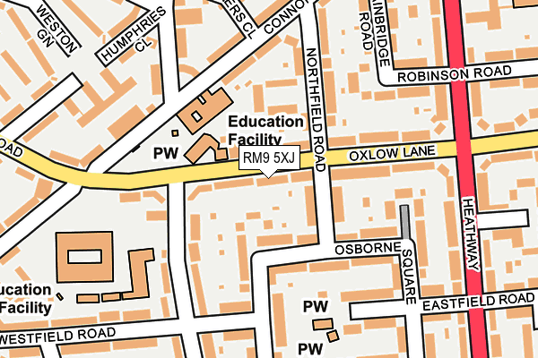 RM9 5XJ map - OS OpenMap – Local (Ordnance Survey)