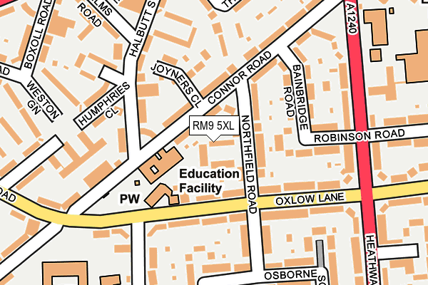 RM9 5XL map - OS OpenMap – Local (Ordnance Survey)