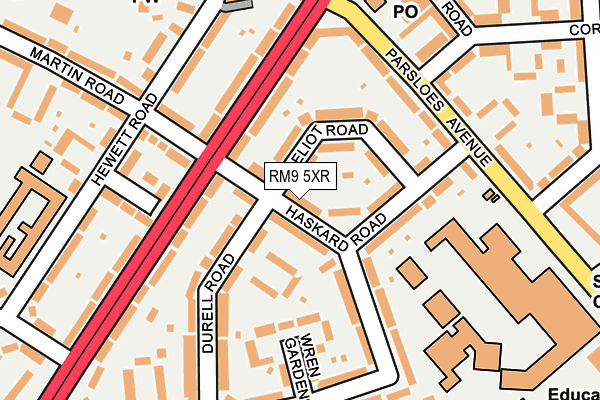RM9 5XR map - OS OpenMap – Local (Ordnance Survey)