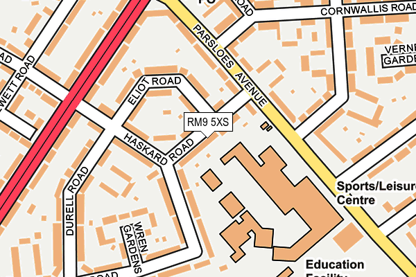 RM9 5XS map - OS OpenMap – Local (Ordnance Survey)