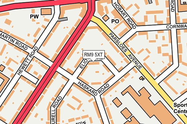 RM9 5XT map - OS OpenMap – Local (Ordnance Survey)