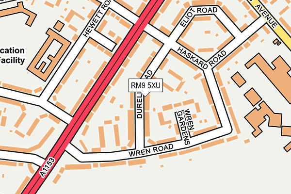 RM9 5XU map - OS OpenMap – Local (Ordnance Survey)