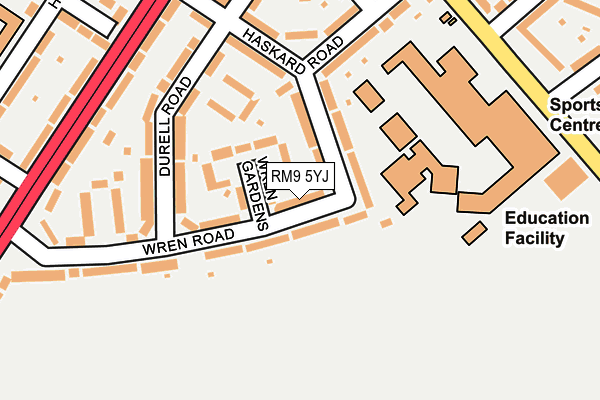 RM9 5YJ map - OS OpenMap – Local (Ordnance Survey)