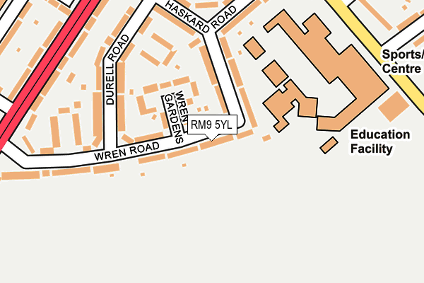 RM9 5YL map - OS OpenMap – Local (Ordnance Survey)