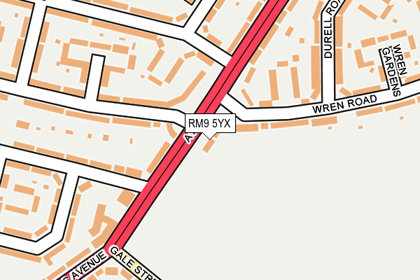 RM9 5YX map - OS OpenMap – Local (Ordnance Survey)