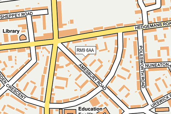 RM9 6AA map - OS OpenMap – Local (Ordnance Survey)