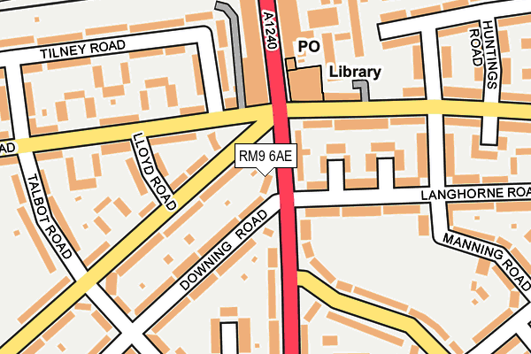 RM9 6AE map - OS OpenMap – Local (Ordnance Survey)