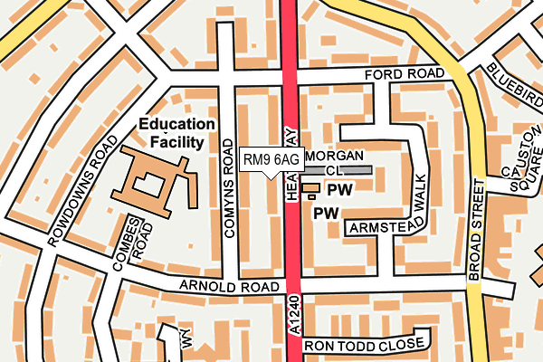 RM9 6AG map - OS OpenMap – Local (Ordnance Survey)