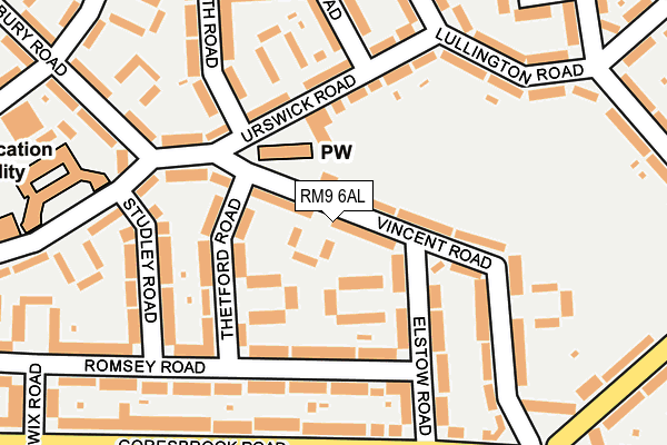 RM9 6AL map - OS OpenMap – Local (Ordnance Survey)