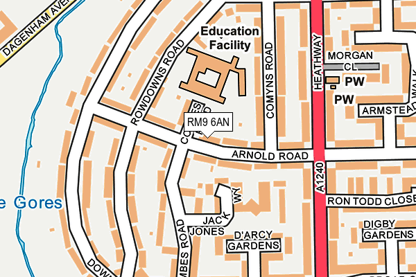 RM9 6AN map - OS OpenMap – Local (Ordnance Survey)