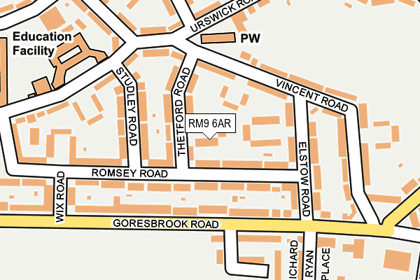 RM9 6AR map - OS OpenMap – Local (Ordnance Survey)