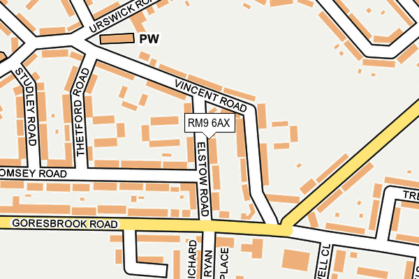 RM9 6AX map - OS OpenMap – Local (Ordnance Survey)