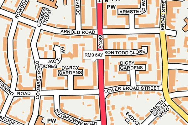 RM9 6AY map - OS OpenMap – Local (Ordnance Survey)