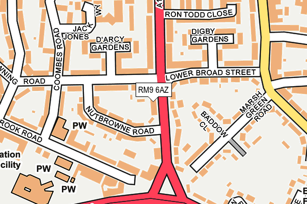 RM9 6AZ map - OS OpenMap – Local (Ordnance Survey)