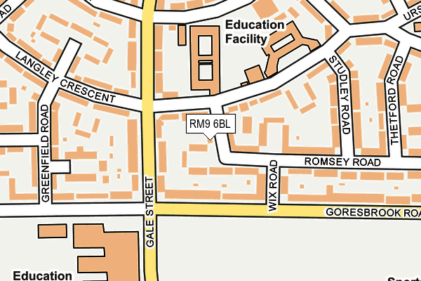 RM9 6BL map - OS OpenMap – Local (Ordnance Survey)