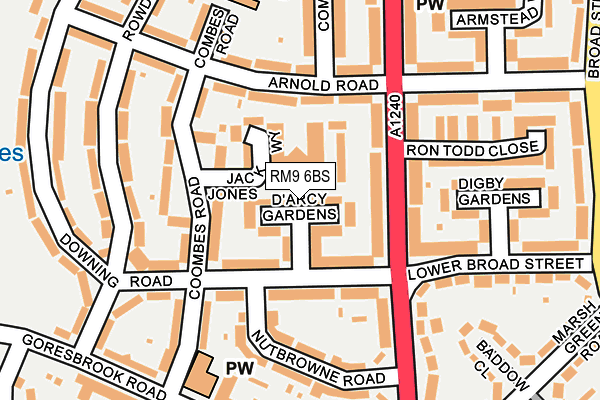 RM9 6BS map - OS OpenMap – Local (Ordnance Survey)