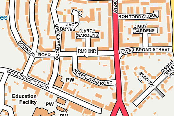 RM9 6NR map - OS OpenMap – Local (Ordnance Survey)