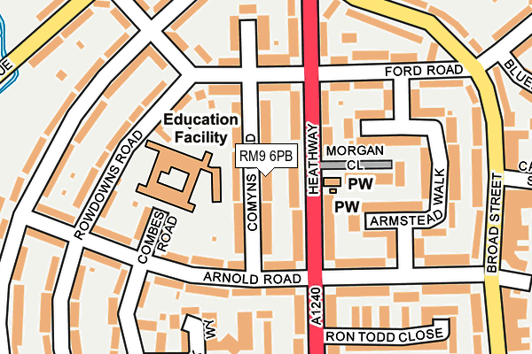 RM9 6PB map - OS OpenMap – Local (Ordnance Survey)
