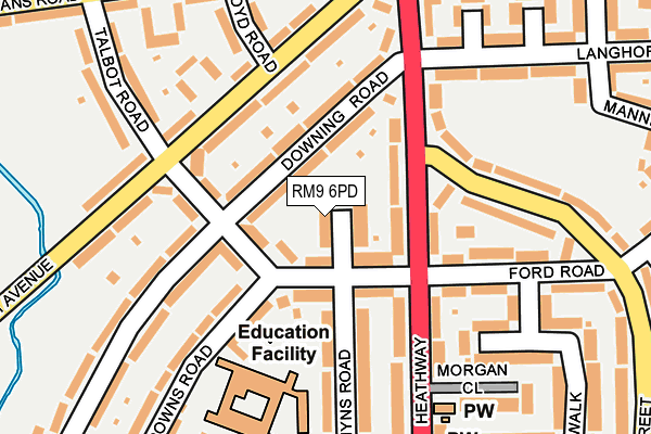 RM9 6PD map - OS OpenMap – Local (Ordnance Survey)