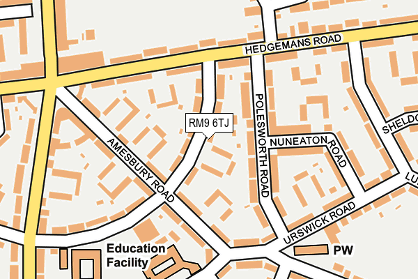 RM9 6TJ map - OS OpenMap – Local (Ordnance Survey)