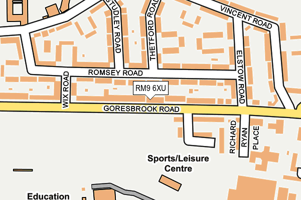 RM9 6XU map - OS OpenMap – Local (Ordnance Survey)
