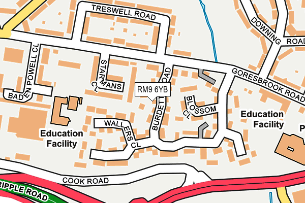 RM9 6YB map - OS OpenMap – Local (Ordnance Survey)