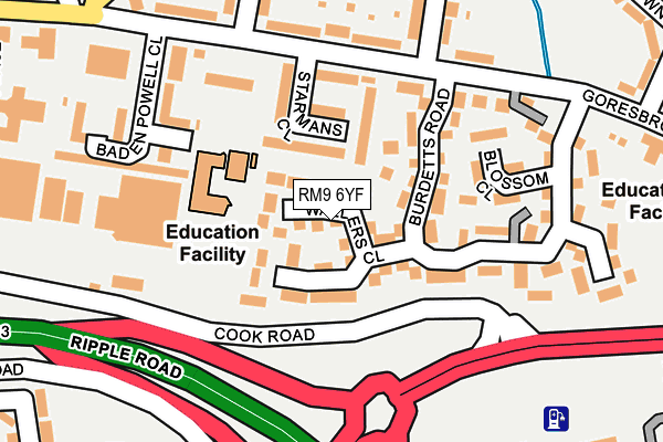 RM9 6YF map - OS OpenMap – Local (Ordnance Survey)