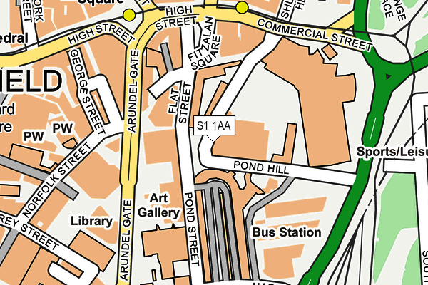 S1 1AA map - OS OpenMap – Local (Ordnance Survey)