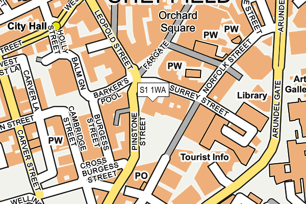 S1 1WA map - OS OpenMap – Local (Ordnance Survey)