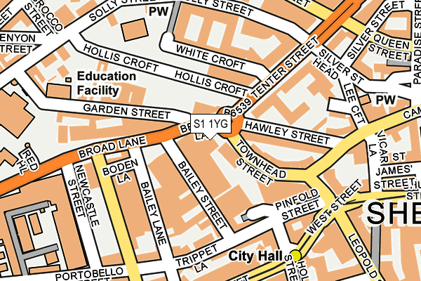 S1 1YG map - OS OpenMap – Local (Ordnance Survey)