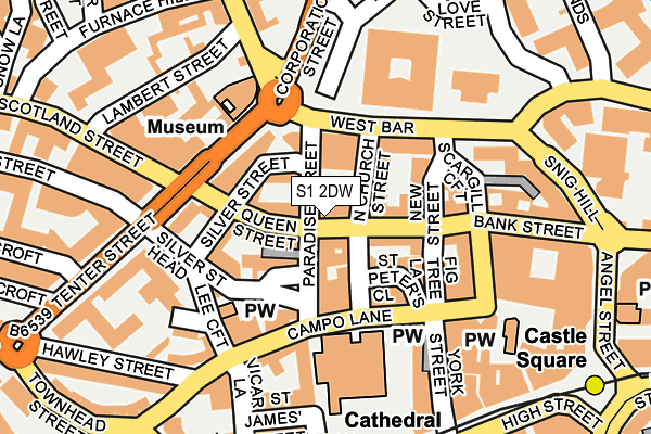 S1 2DW map - OS OpenMap – Local (Ordnance Survey)