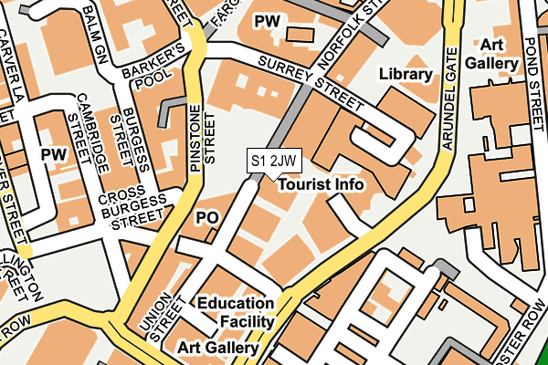 S1 2JW map - OS OpenMap – Local (Ordnance Survey)