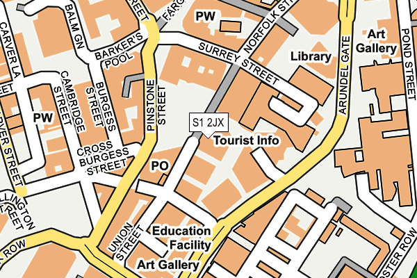 S1 2JX map - OS OpenMap – Local (Ordnance Survey)