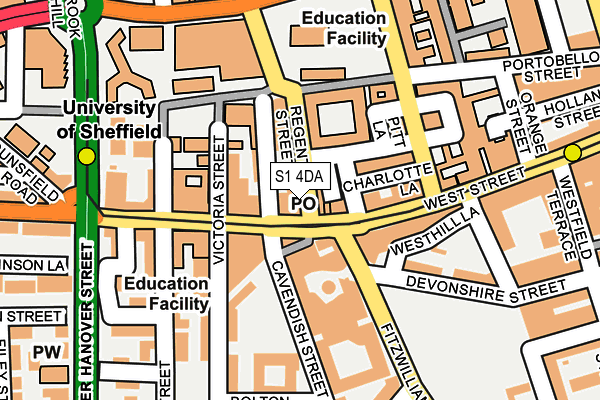 S1 4DA map - OS OpenMap – Local (Ordnance Survey)