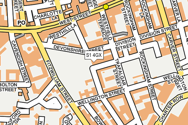 S1 4GX map - OS OpenMap – Local (Ordnance Survey)