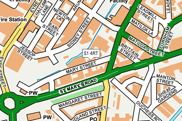 S1 4RT map - OS OpenMap – Local (Ordnance Survey)