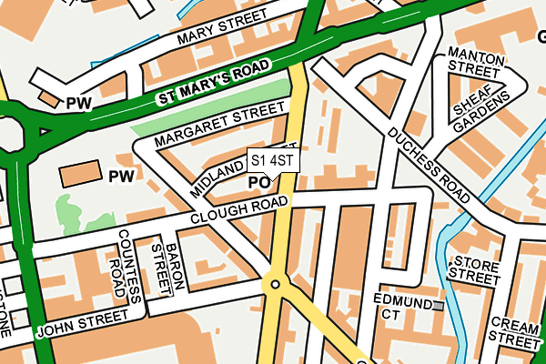 S1 4ST map - OS OpenMap – Local (Ordnance Survey)