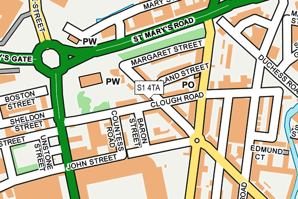 S1 4TA map - OS OpenMap – Local (Ordnance Survey)