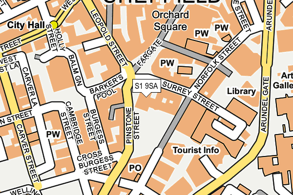 S1 9SA map - OS OpenMap – Local (Ordnance Survey)