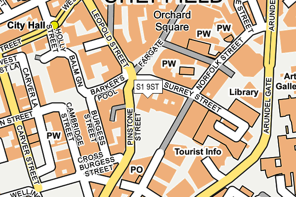 S1 9ST map - OS OpenMap – Local (Ordnance Survey)