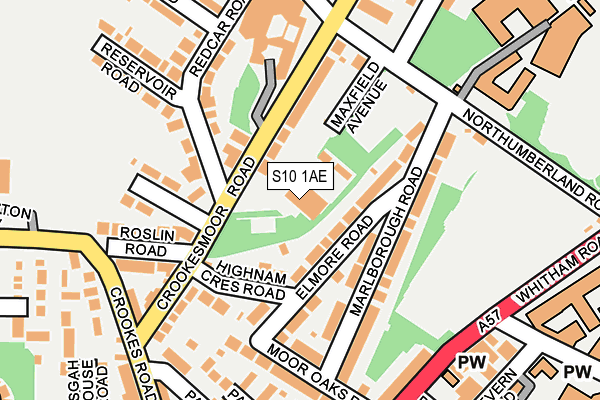 S10 1AE map - OS OpenMap – Local (Ordnance Survey)